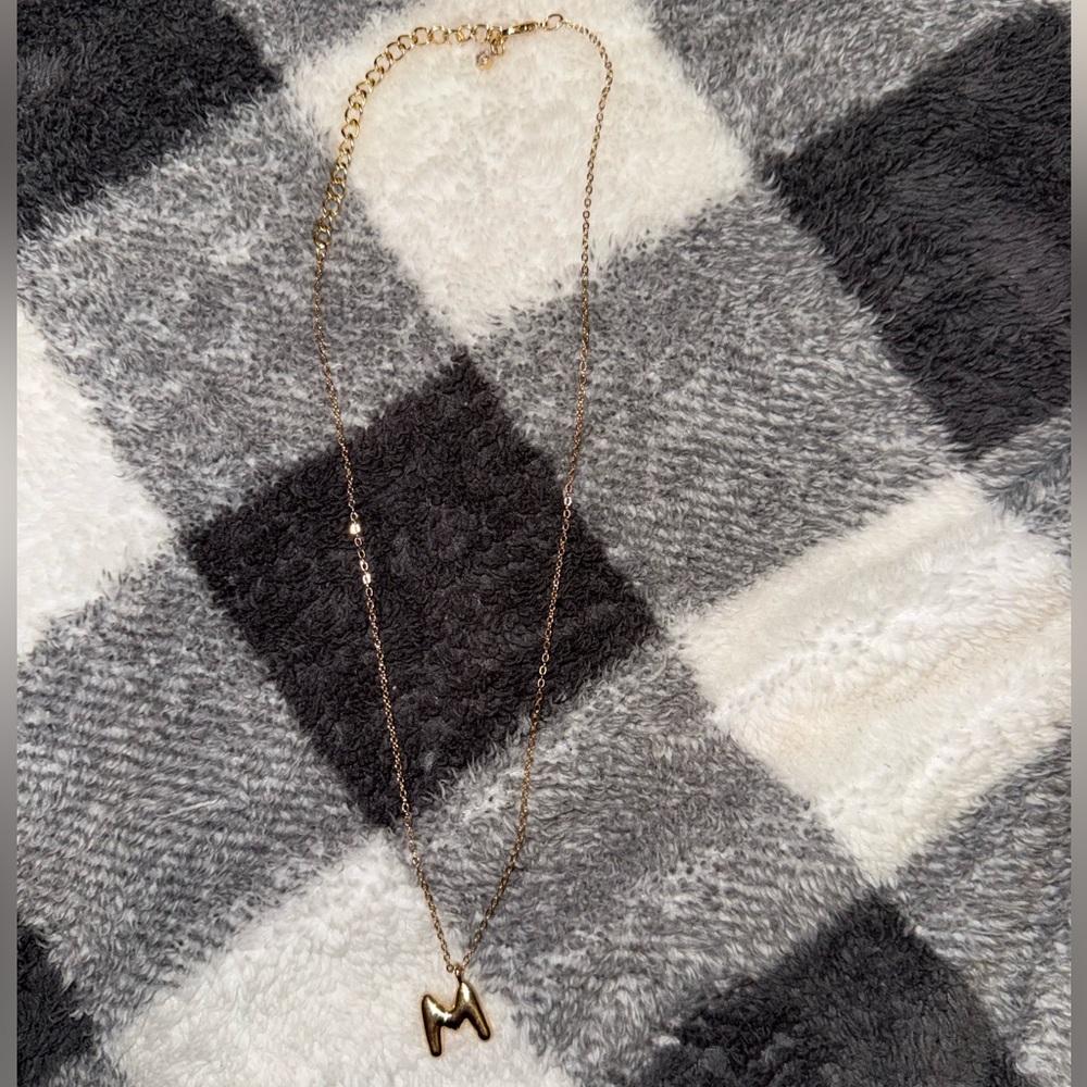 Gold “M” Initial Pendant Necklace